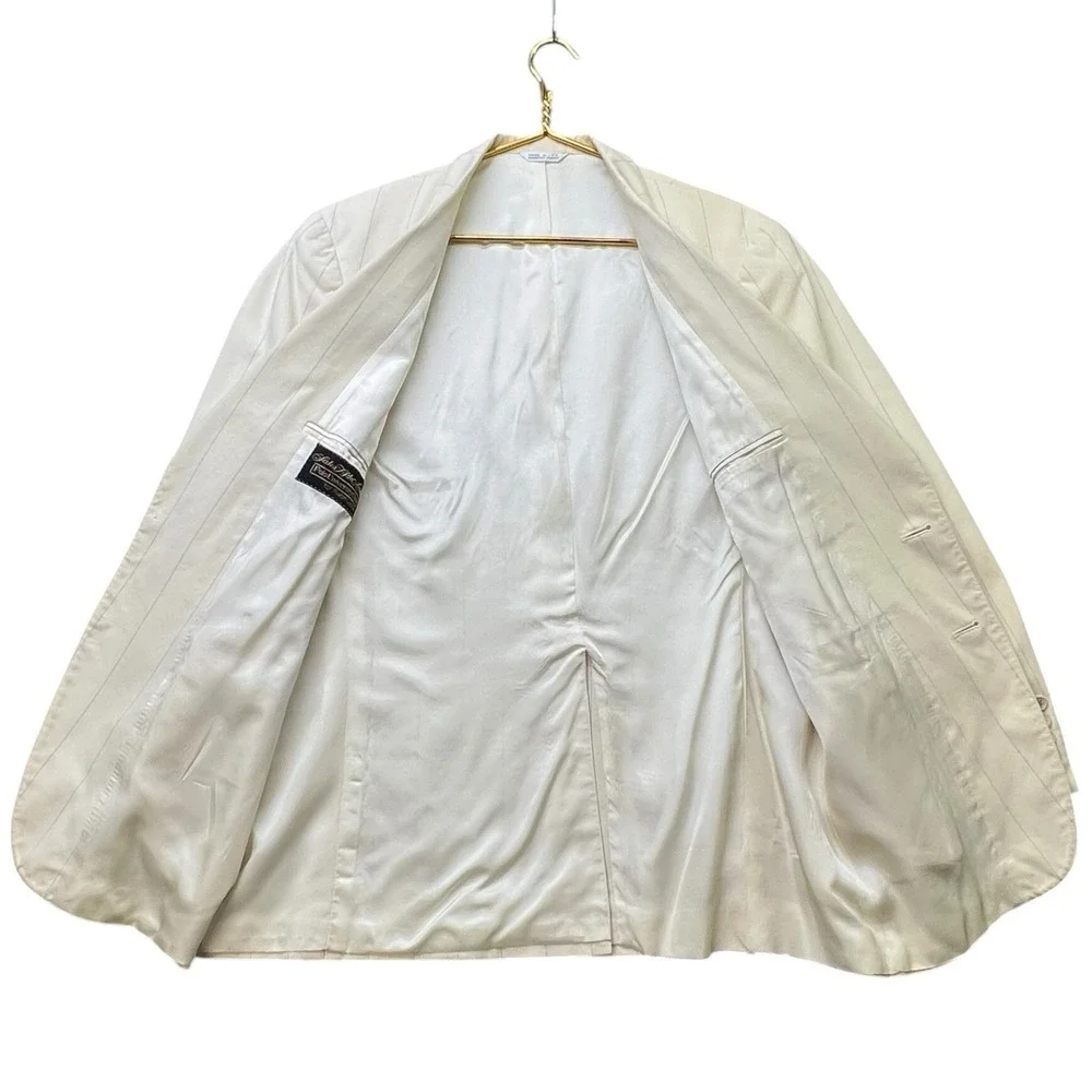 Vintage Polo Ralph Lauren Saks Fifth Avenue Ivory Pinstripe Blazer 42R USA